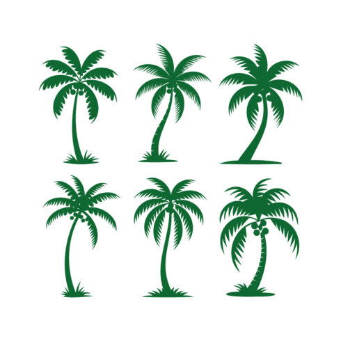 Tropical coconut palm trees collection set cover image.