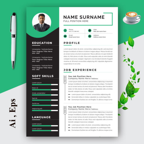 Black Sidebar Layout with Resume Set cover image.