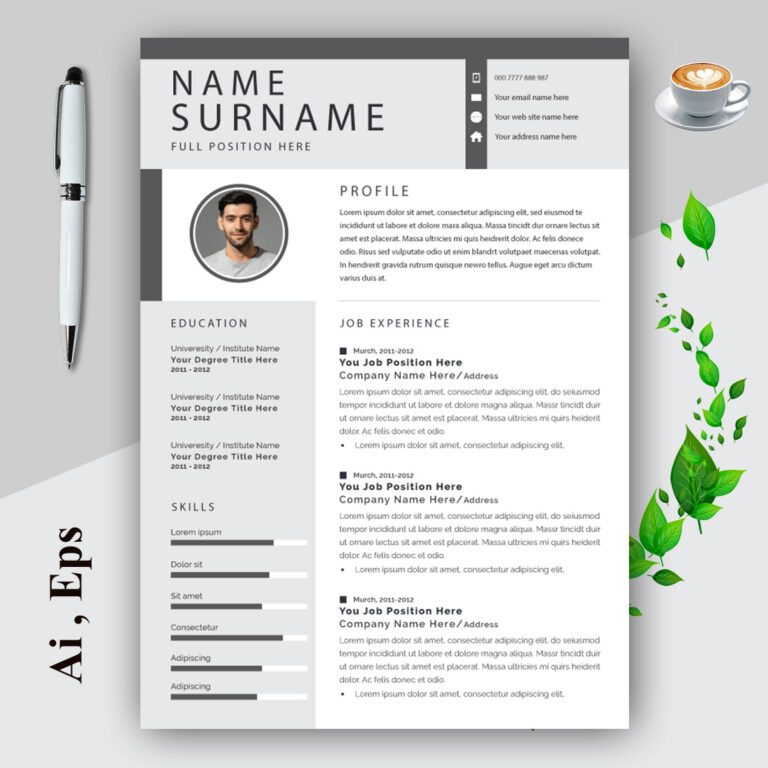 Grey Clean and Professional Resume Layouts cover image.