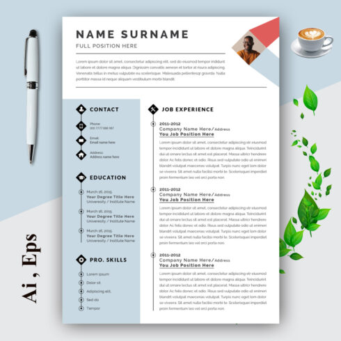 Resume Layout Set with Gray Blue Sidebar cover image.