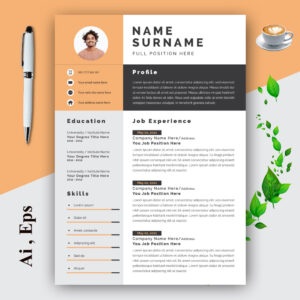 Resume Layout with Pink Elements cover image.