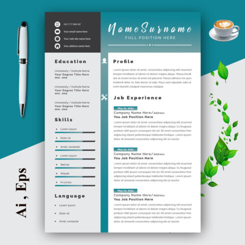 Creative Resume Layout Set Design cover image.