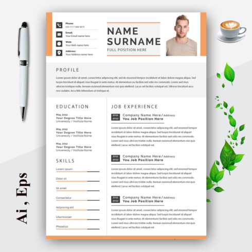 Resume and Cover Letter Layout with Pink Accents cover image.
