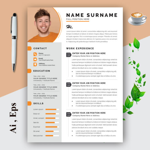 Resume Layout with Gold Accents cover image.