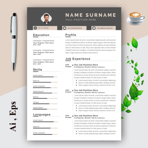 Ats Resume and Cover Letter Layout cover image.