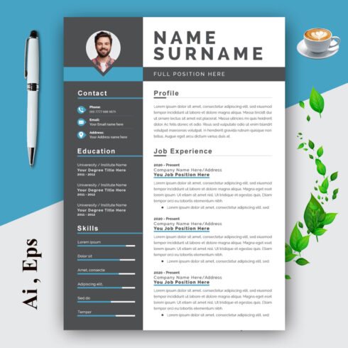 Clean and Professional Resume Layout Black Elements cover image.