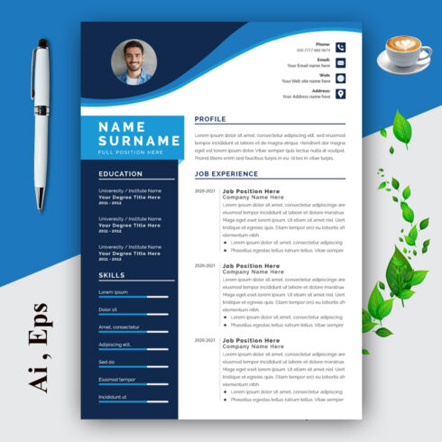 Resume and Cover Letter Layouts with Blue Accents cover image.