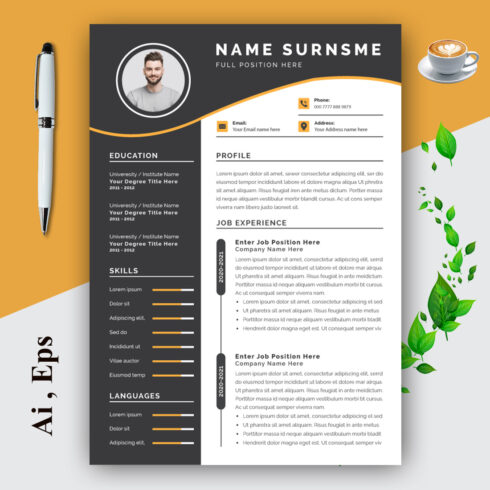 Orange Line Resume Layout cover image.