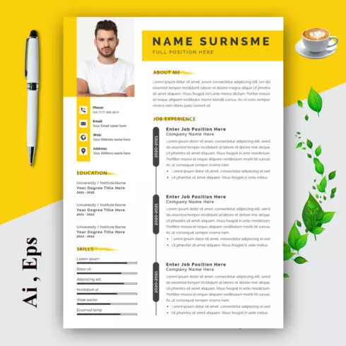Clean Resume Layout with Cover Letter cover image.