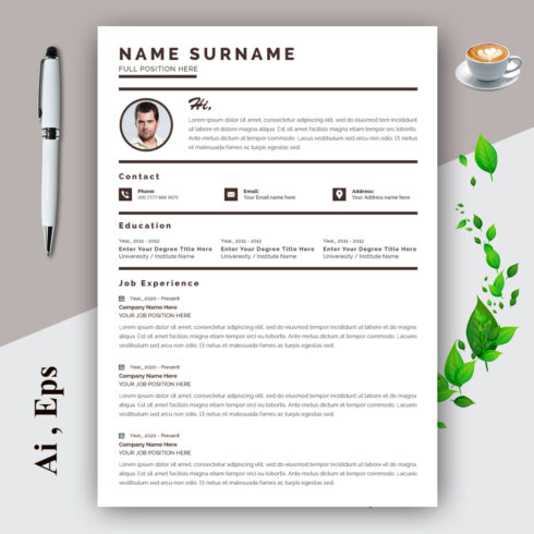 Creative Resume Layout with Minimalist Cv Template cover image.