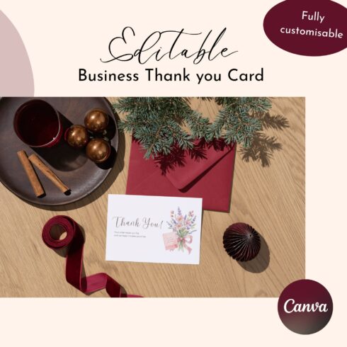 Floral Thank You Card Canva Template | Editable Business Thank You Card | Printable Small Business Insert cover image.