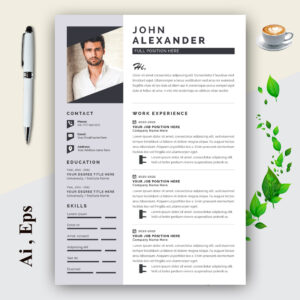 Modern Resume Template Layout Black and White cover image.