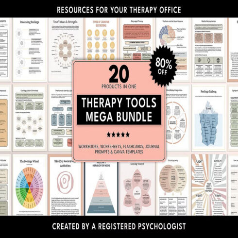Therapy Tools Canva Template Bundle cover image.