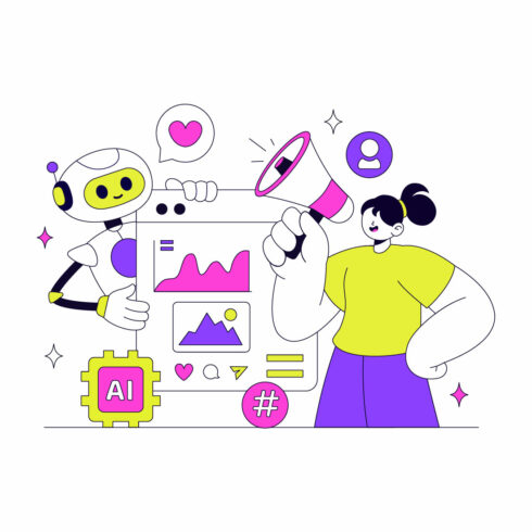 10 AI Marketing Vector Illustration cover image.