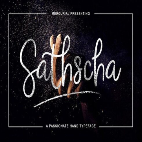 Sathscha Handwritten Script Font – Modern Calligraphy Font with Swashes & Stylistic Alternates for Wedding Cards, Branding, & Crafts cover image.