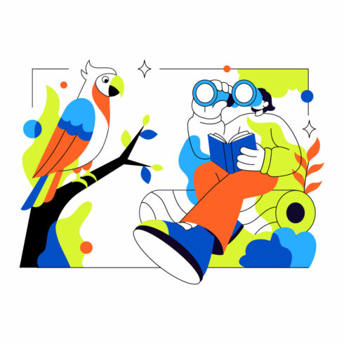 6 Bird Watching Vector Illustration cover image.