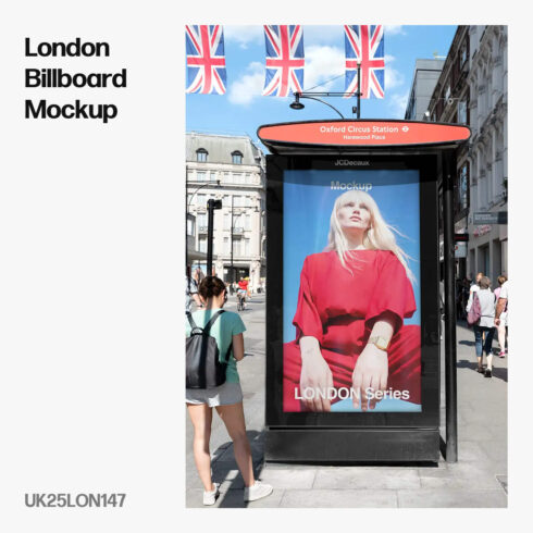 London Billboard Mockup, Oxford Street, LON147 - Brandacle Mockups cover image.