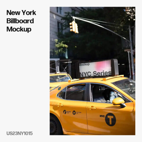 New York Billboard Mockup, Yellow Cab, NY1015 - Brandacle Mockups cover image.
