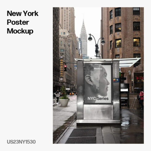 New York Poster Mockup, Chrysler Building, NY1530 - Brandacle Mockups cover image.