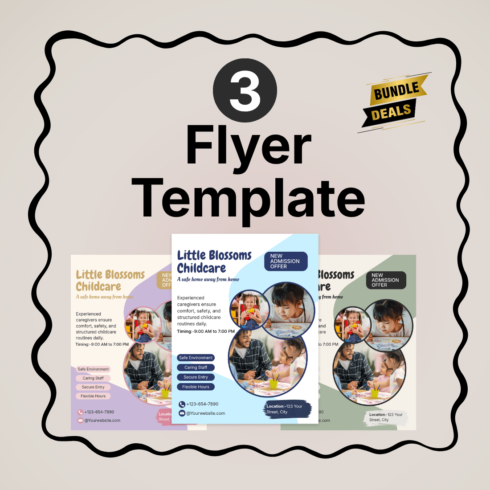 Childcare centre flyer template cover image.