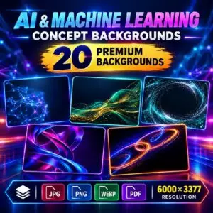 AI & Machine Learning Concept Backgrounds with Copy Space – 20 Premium High-Res Assets cover image.