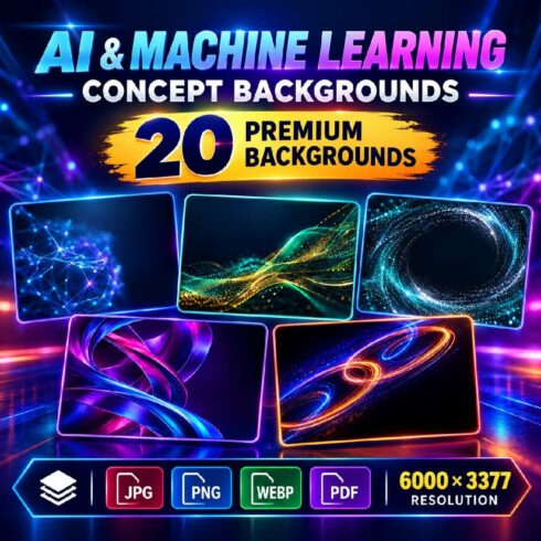 AI & Machine Learning Concept Backgrounds with Copy Space – 20 Premium High-Res Assets cover image.