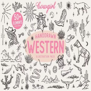 Western cowgirl illustration cover image.