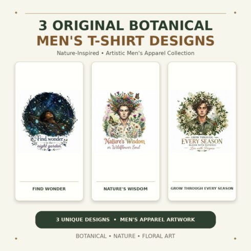 Botanical Dreams & Night Garden T-Shirt Designs Bundle | Aesthetic Boho Apparel Graphics & DTG Prints cover image.