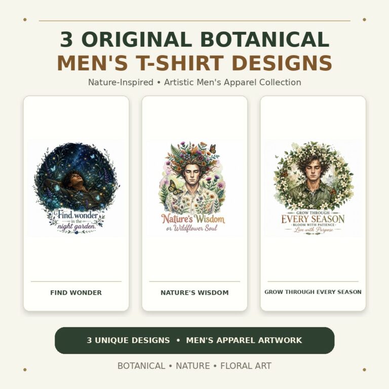 Botanical Dreams & Night Garden T-Shirt Designs Bundle | Aesthetic Boho Apparel Graphics & DTG Prints cover image.
