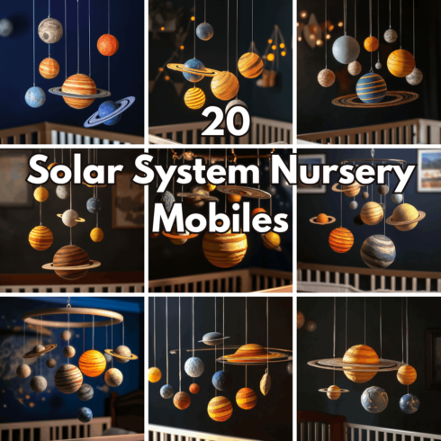 20 Solar System Nursery Mobiles, Celestial Baby Crib Hanging Planets Backgrounds cover image.