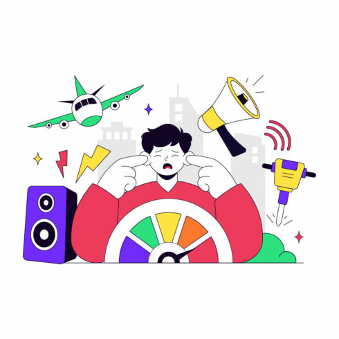 10 Noise Pollution Vector Illustration cover image.