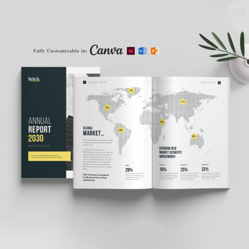Annual Report Template: Project Report, Corporate Design, Business Brochure, Book Layout Template, Marketing Template, Project Presentation cover image.