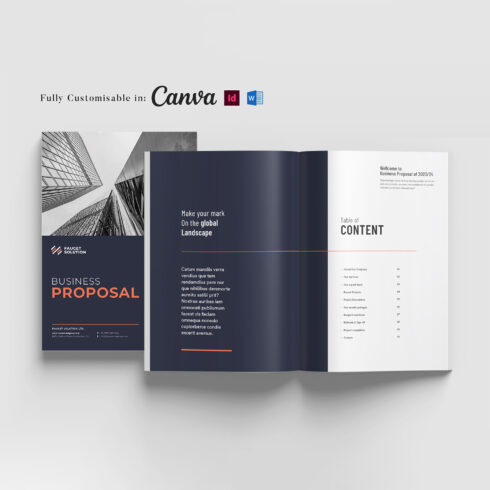 Business Proposal Template: Project Proposal, Case Study Brochure, Company Profile, Annual Report, Marketing Proposal Template (Editable in MS Word, Canva, InDesign) cover image.