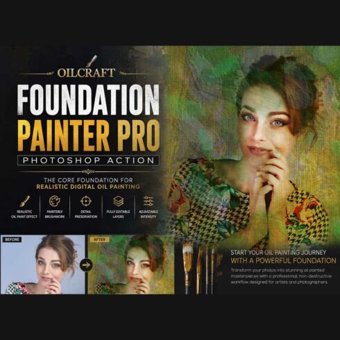 OilCraft Foundation Painter Pro Photoshop Action cover image.