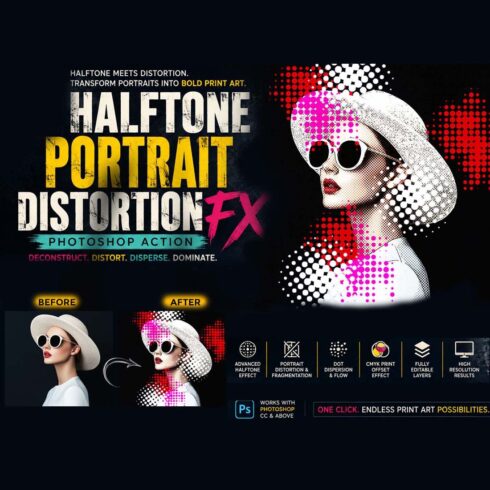 Halftone Portrait Distortion FX cover image.