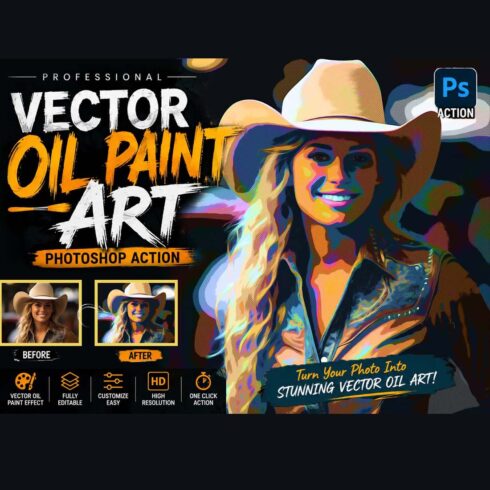 Vector Oil Paint Art Photoshop Action cover image.
