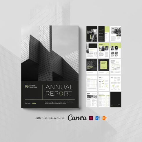 Annual Report Template: Project Report, Corporate Design, Business Brochure, Book Layout Template, Marketing Template, Project Presentation cover image.
