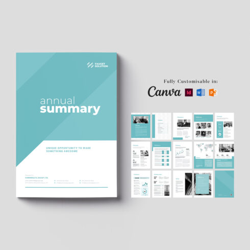 Annual Report Template: Project Report, Corporate Design, Business Brochure, Book Layout Template, Marketing Template, Project Presentation cover image.