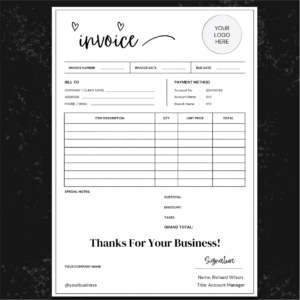 Invoice Template Canva Editable | Printable Digital Invoice | Small Business Invoice Template | Editable Invoice PDF | Instant Download cover image.