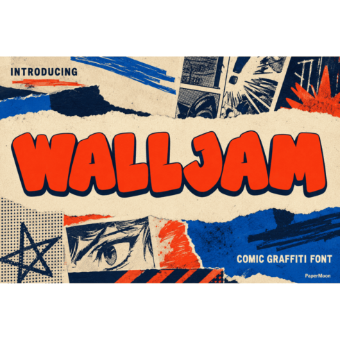 WallJam Comic Graffiti Font Duo for Playful Designs cover image.