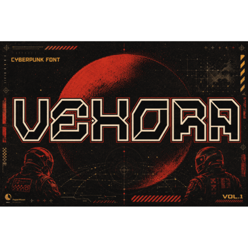 Vexora Cyberpunk Display Font | Futuristic Techno Font for Gaming & Logos cover image.