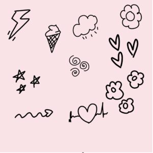 Cute Hand Drawn Doodle Clipart Bundle, Aesthetic Black Line Art Elements cover image.