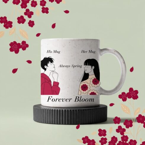 Love in Full Bloom Mug Mockup Pair|Spring of Us|Bloom With You romantic mug collection cover image.