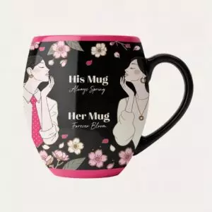Cherry Blossom Collection | Always Spring • Forever Bloom | Romantic Floral Couple Mug Mockup | Elegant Wedding & Anniversary Gift Design cover image.