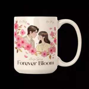 Cherry Blossom Love Collection | Always Spring • Forever Bloom | Romantic Couple Mug Mockup Pair cover image.