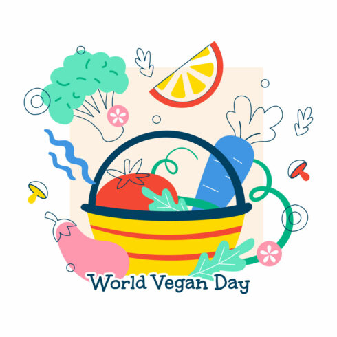 6 World Vegan Day Vector Illustration cover image.