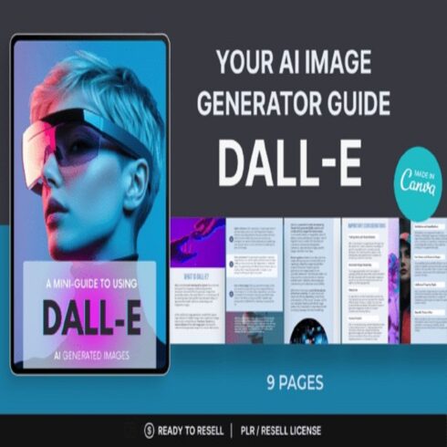 DALL-E AI Prompt Guide & Ebook (Canva Template): Free PLR Resell Rights cover image.