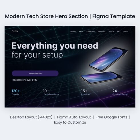 Modern Tech Store Hero Section | Figma Template cover image.