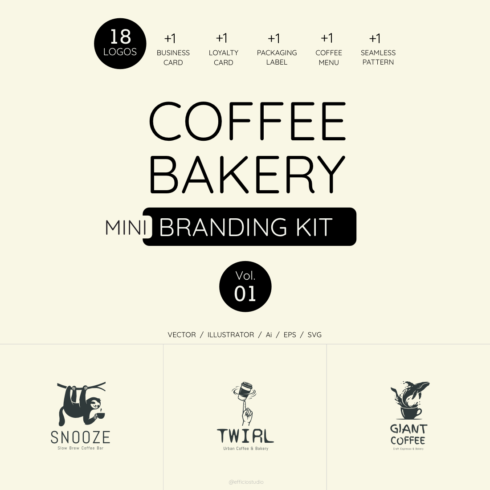 Coffee Shop Branding Kit Vol 01 — 18 Logos & Templates cover image.