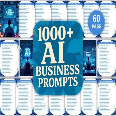1000+ AI Business Prompts Book | ChatGPT Prompts for Marketing, Sales & Scaling (Canva & KDP Template) cover image.